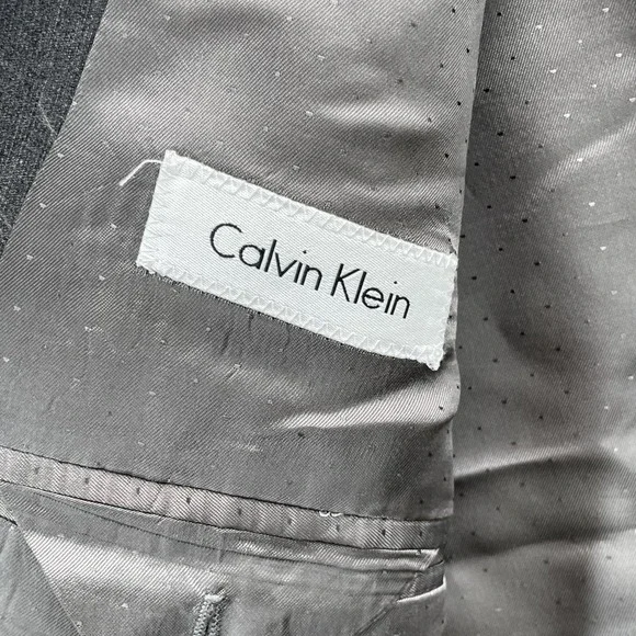 Calvin Klein 100% Wool Blazer Men's 44L Gray Corpcore Business Sport Coat Formal
